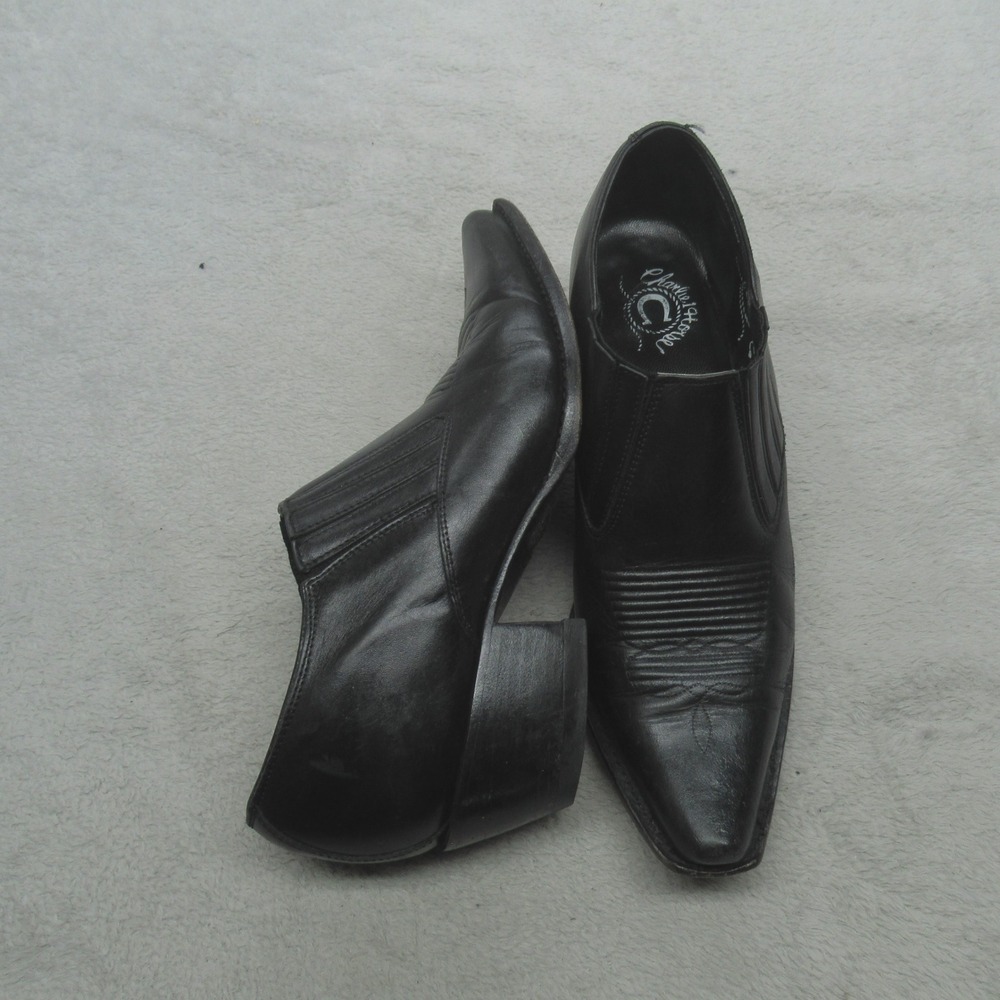 Charlie 1 Horse Women 6.5B Ankle Boots Black Leather Pointed Toe Western Slip On